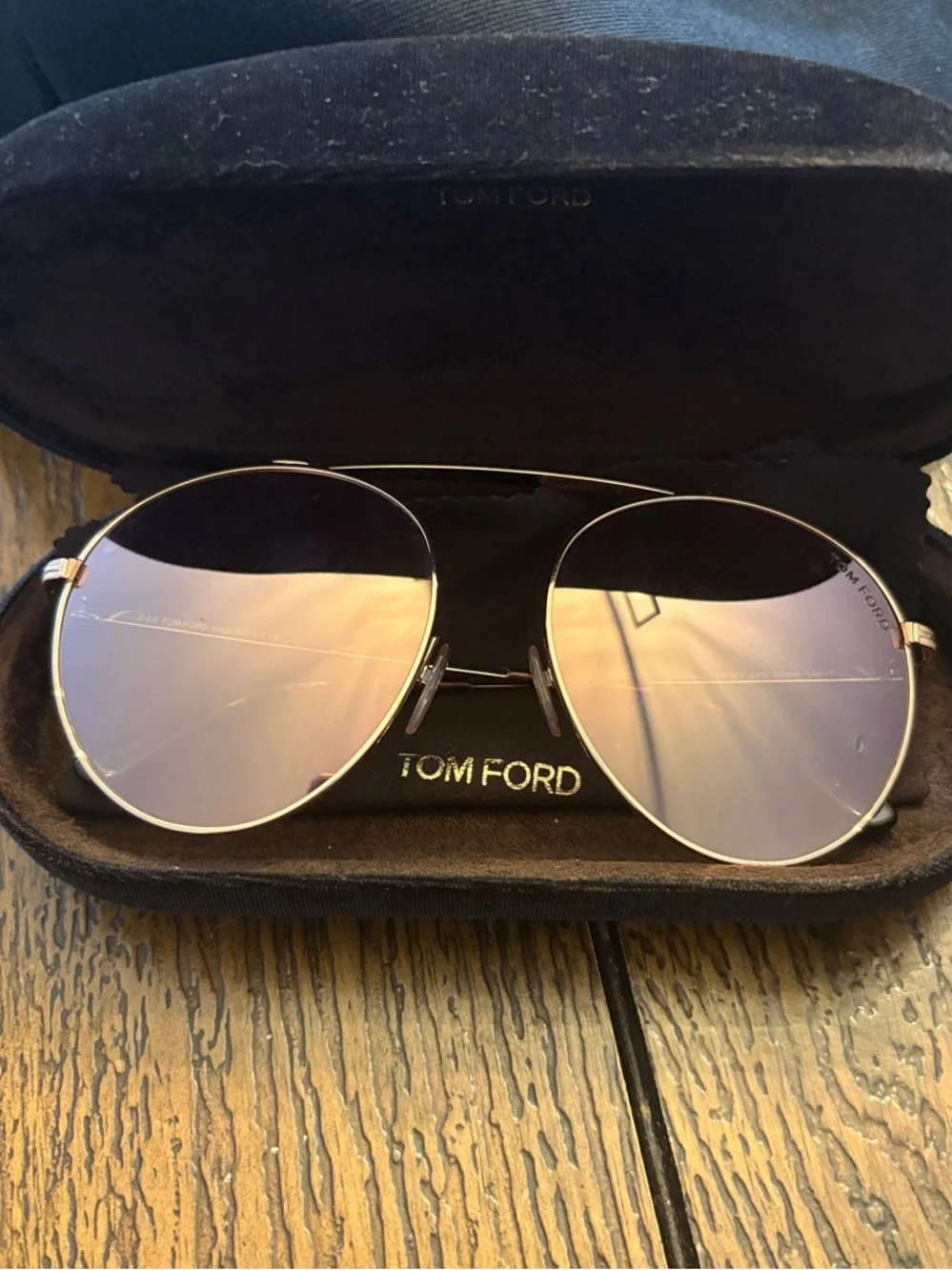 Tom Ford Unisex Silver Frame Sunglasses with Purple-Reflective Lenses